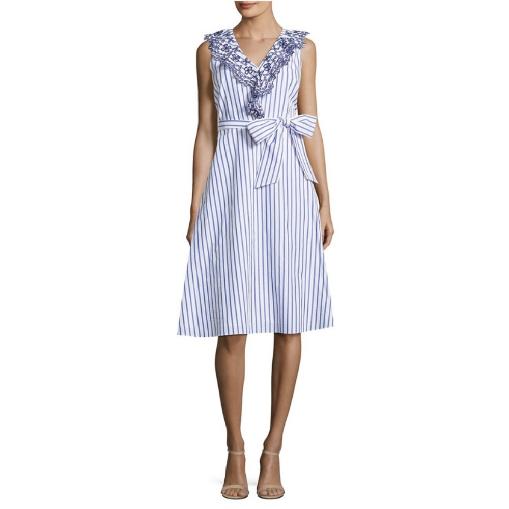 Draper James Stripe Ruffle Eyelet Dress size 10